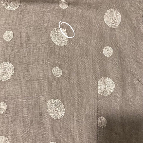 LINA TOMEI Italy 100% Italian Linen Sleeveless Embroidered Dress | Taupe | NWT - Picture 9 of 10